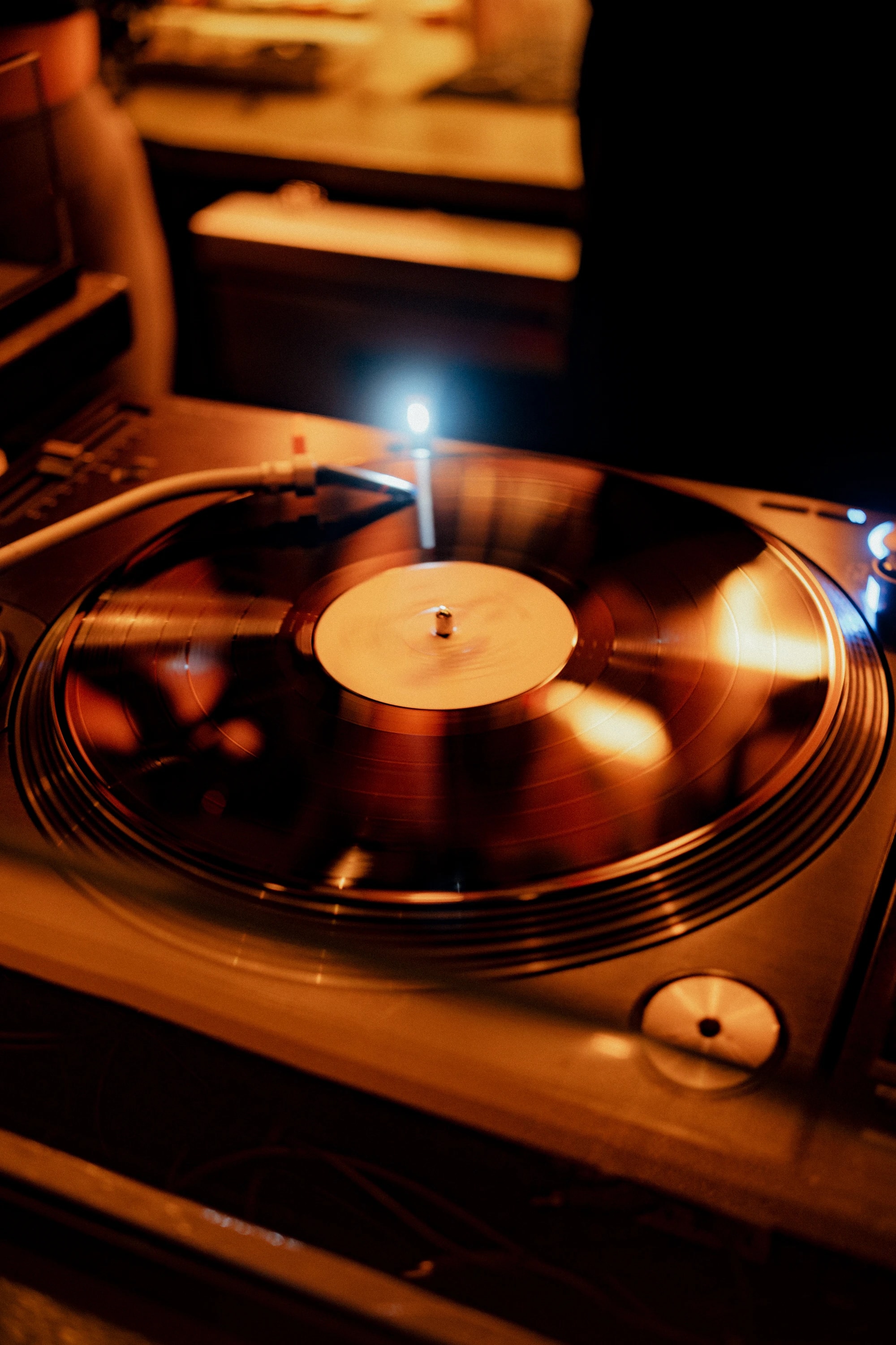 A vinyl record spinning at The Felix